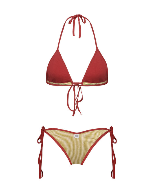 Nina Yellow Stripes Dark Red