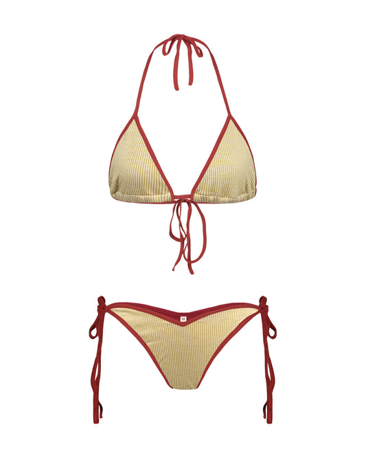 Nina Yellow Stripes Dark Red