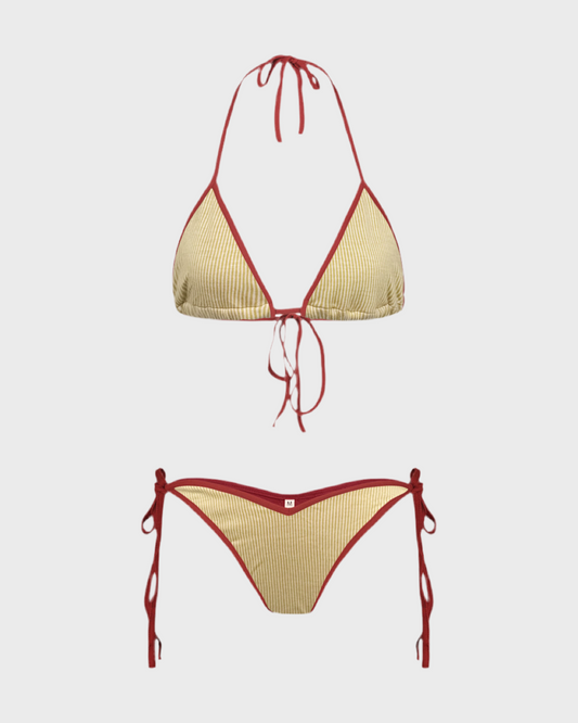 Nina Yellow Stripes Rosso Scuro