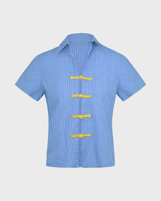 Upcycled Blue Stripes Shirt