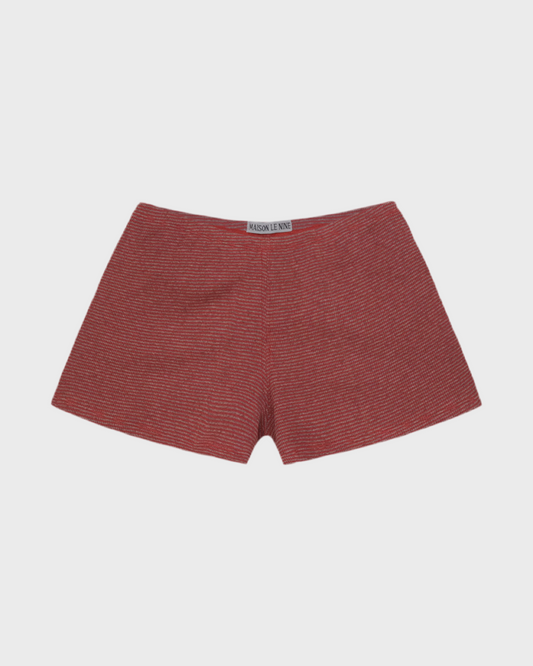Pantaloncini a righe rosse e grigie