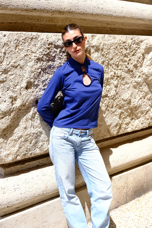 Nina Long Sleeve T-Shirt Indaco