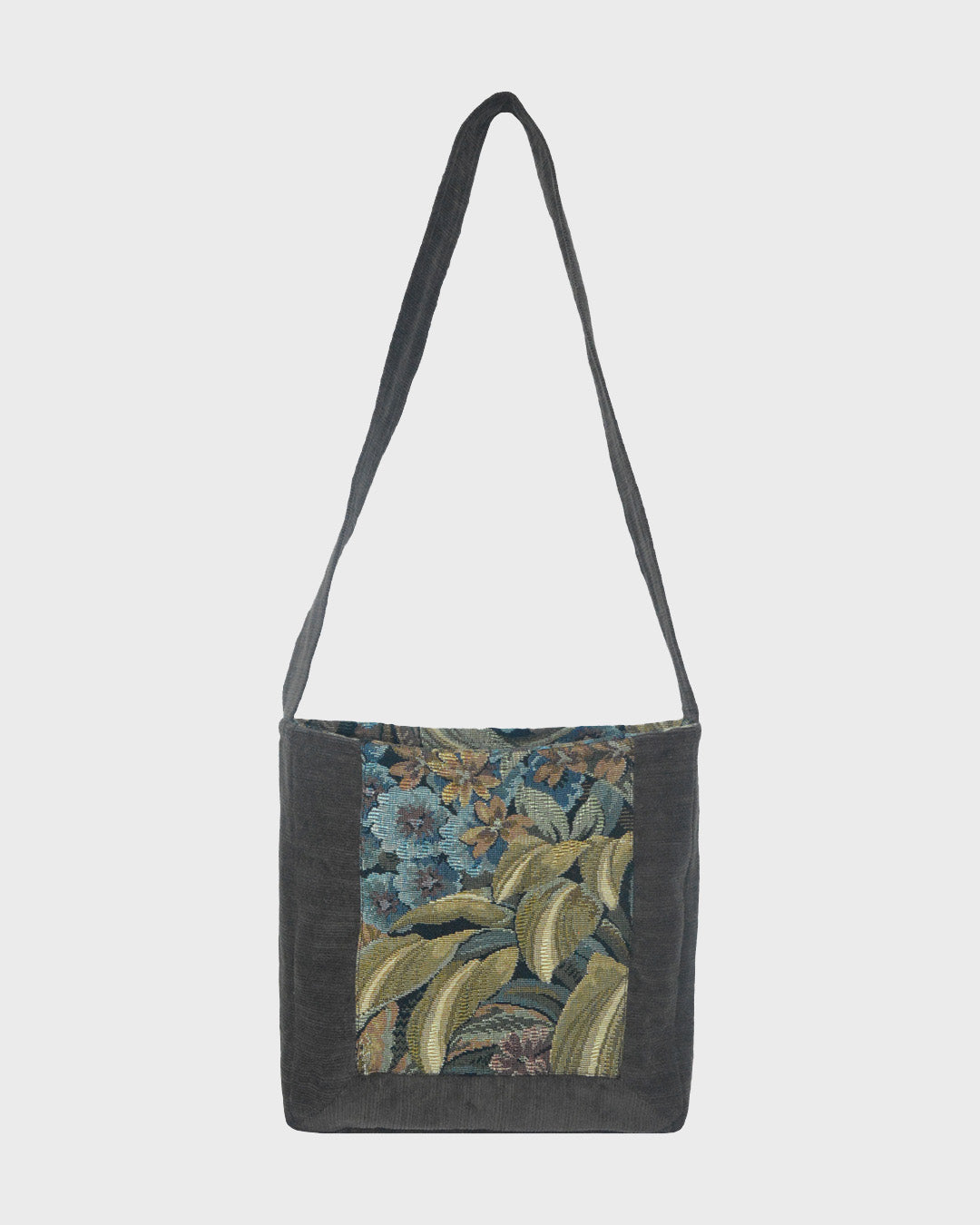 Bag velvet grey and flowers