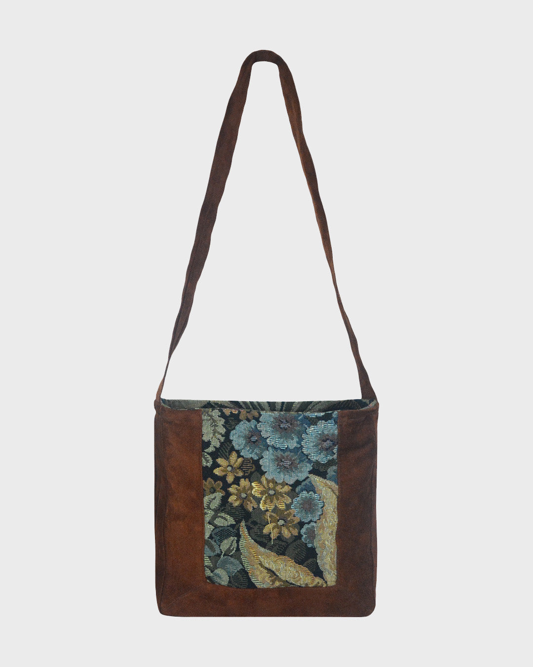 Bag velvet brown and flowers