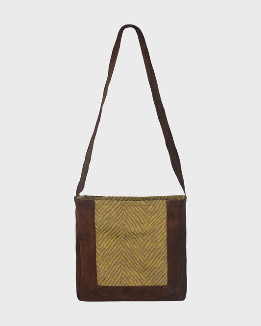 Bag velvet brown and yellow