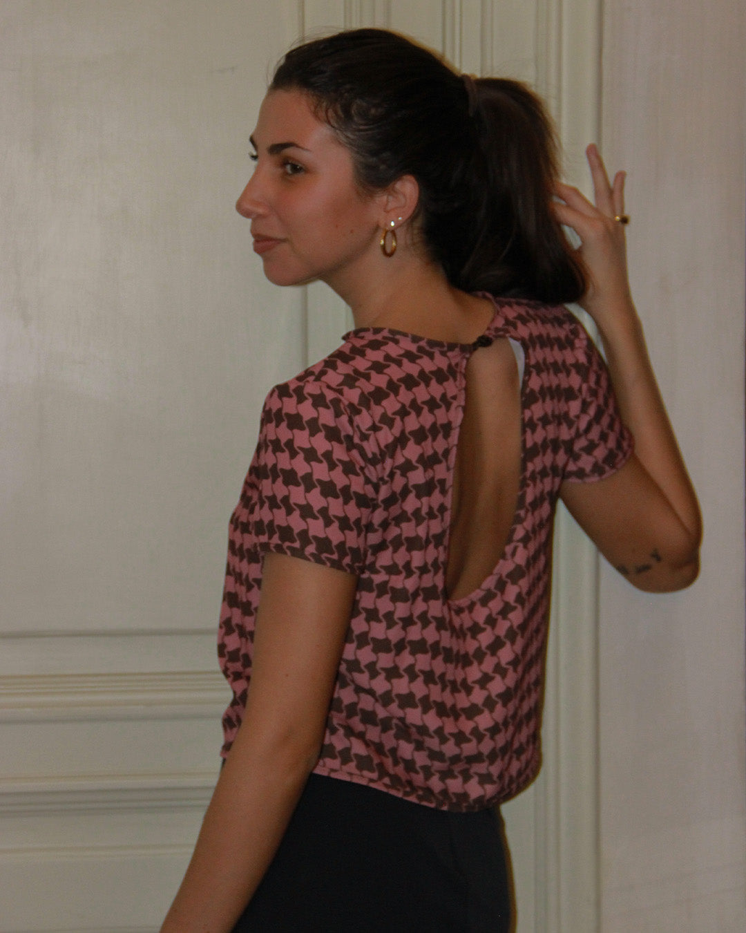 Miel Blouse Brown&Pink