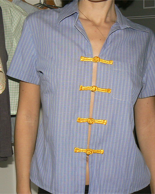 Upcycled Blue Stripes Shirt